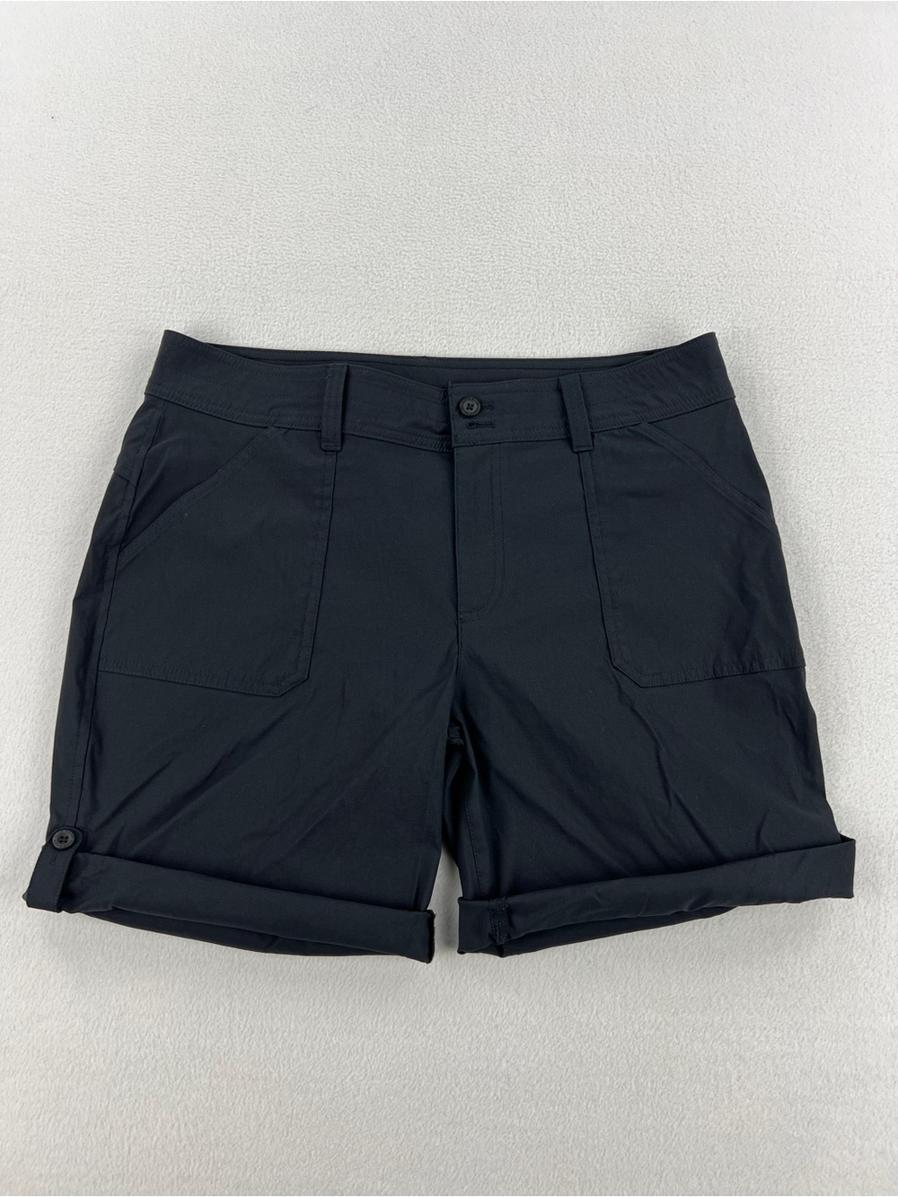 Eddie Bauer Womens Rolled Hem Bermuda Outdoor Hiking Black Shorts Size 12